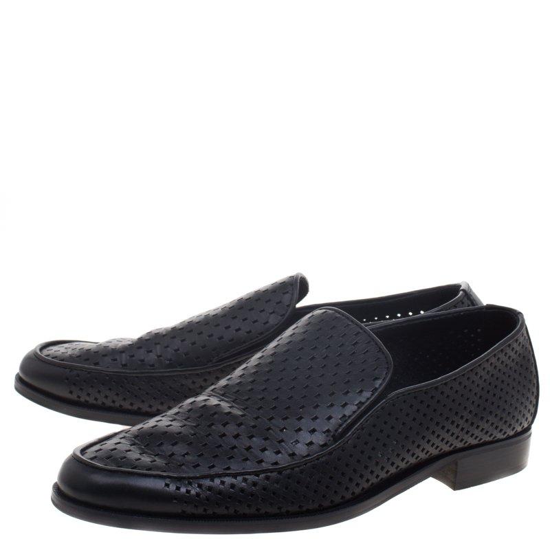 Bottega Veneta Black Perforated Leather Loafers Size 43 2