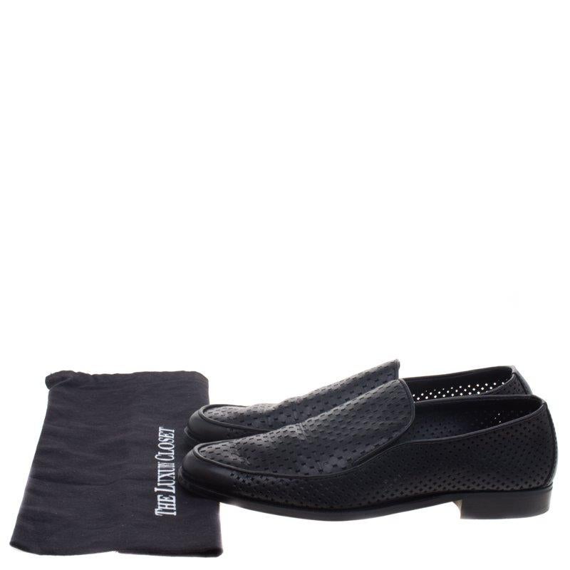 Bottega Veneta Black Perforated Leather Loafers Size 43 4