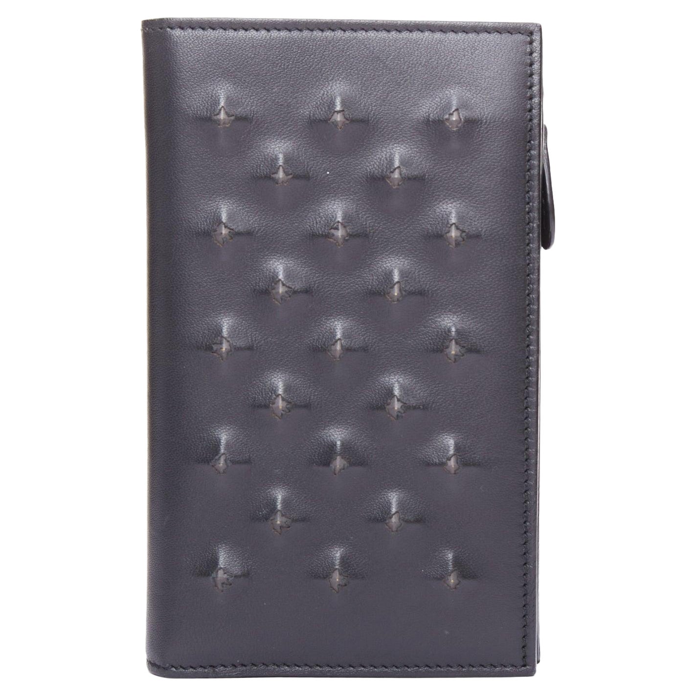 BOTTEGA VENETA black pierced stud details rectangular bifold purse wallet