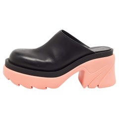 Bottega Veneta Black/ Pink Leather Flash Mules Size 38