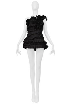 Bottega Veneta Black Pleated Asymmetrical Corset Top 2014