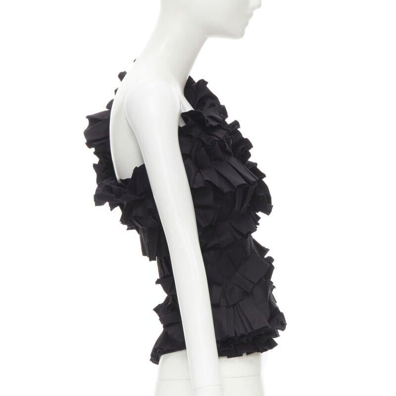Bottega Veneta top bustier monospalla con volant plissettato nero IT38 XS In condizioni Nuovo in vendita a Hong Kong, NT