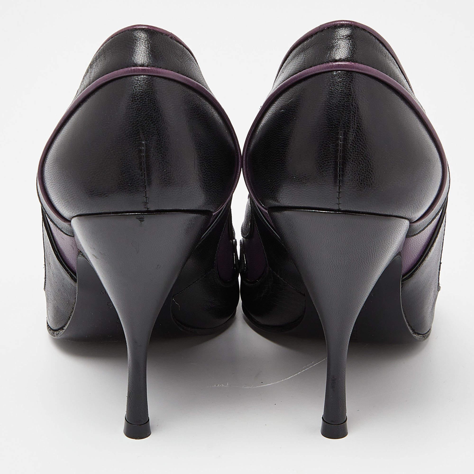 Bottega Veneta Black/Purple Leather Pumps Size 37.5 1