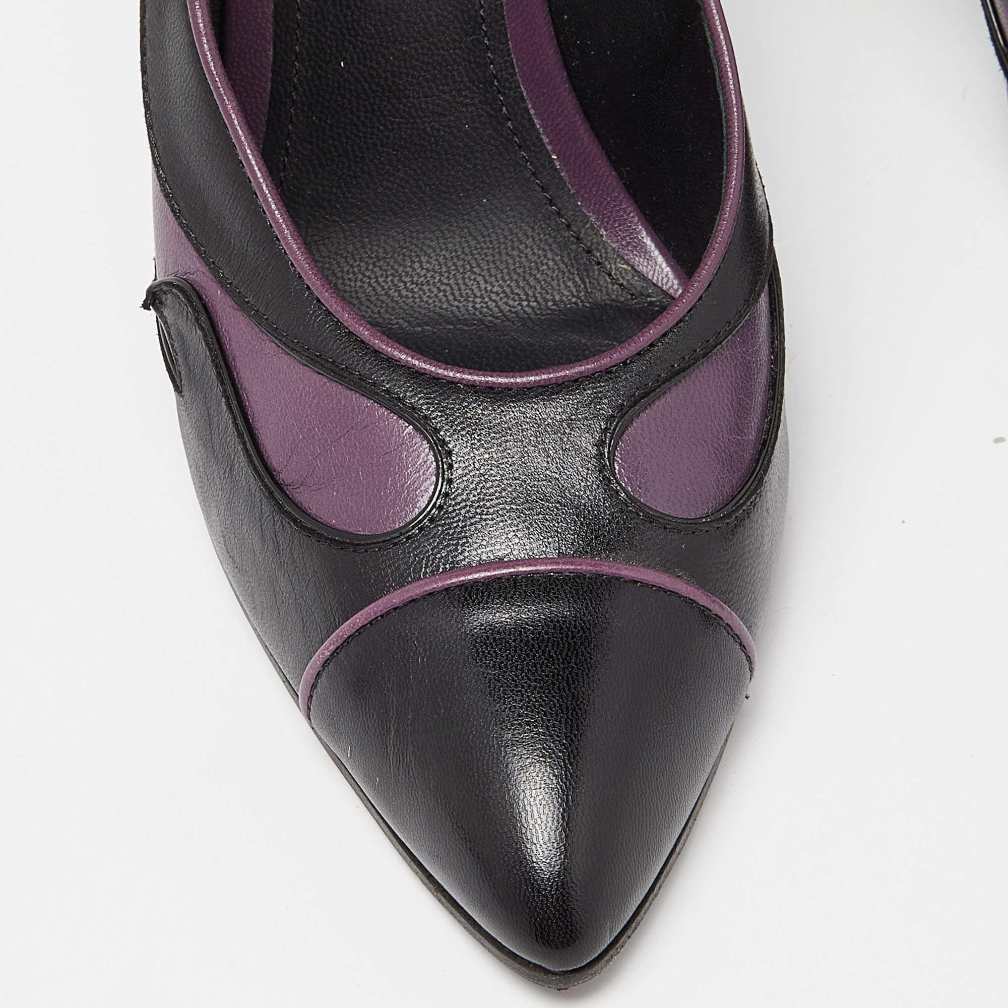 Bottega Veneta Black/Purple Leather Pumps Size 37.5 2