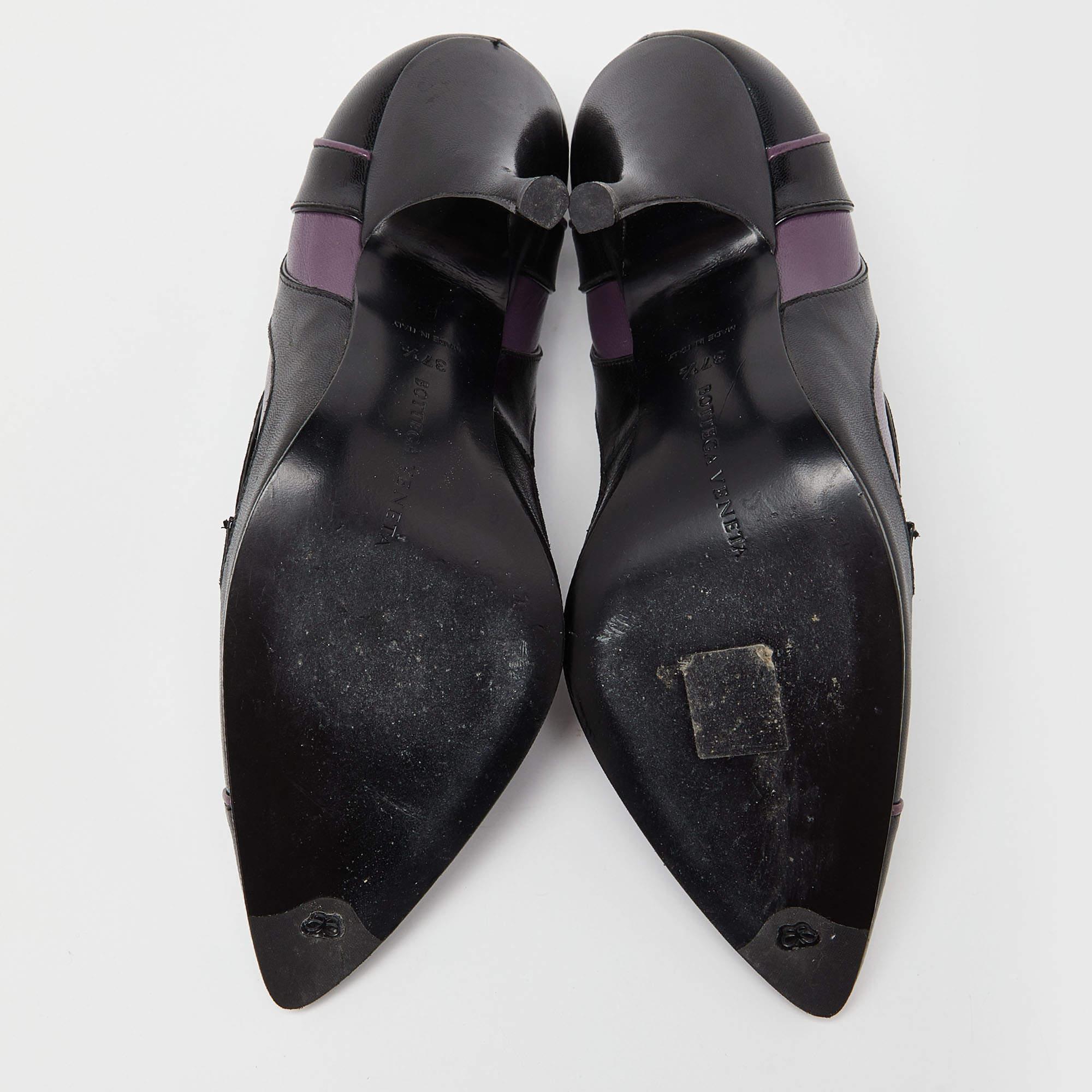 Bottega Veneta Black/Purple Leather Pumps Size 37.5 3