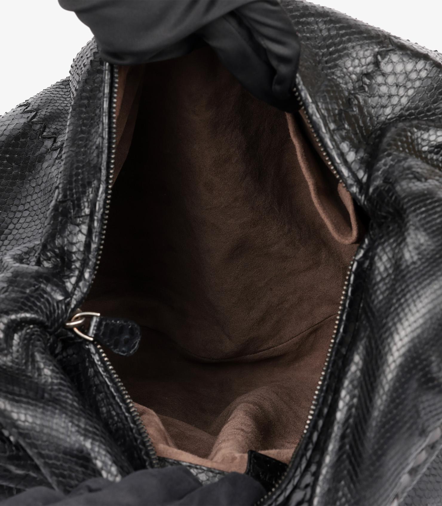 Bottega Veneta Black Python Belly Croquet Hobo Shoulder Bag in vendita 1