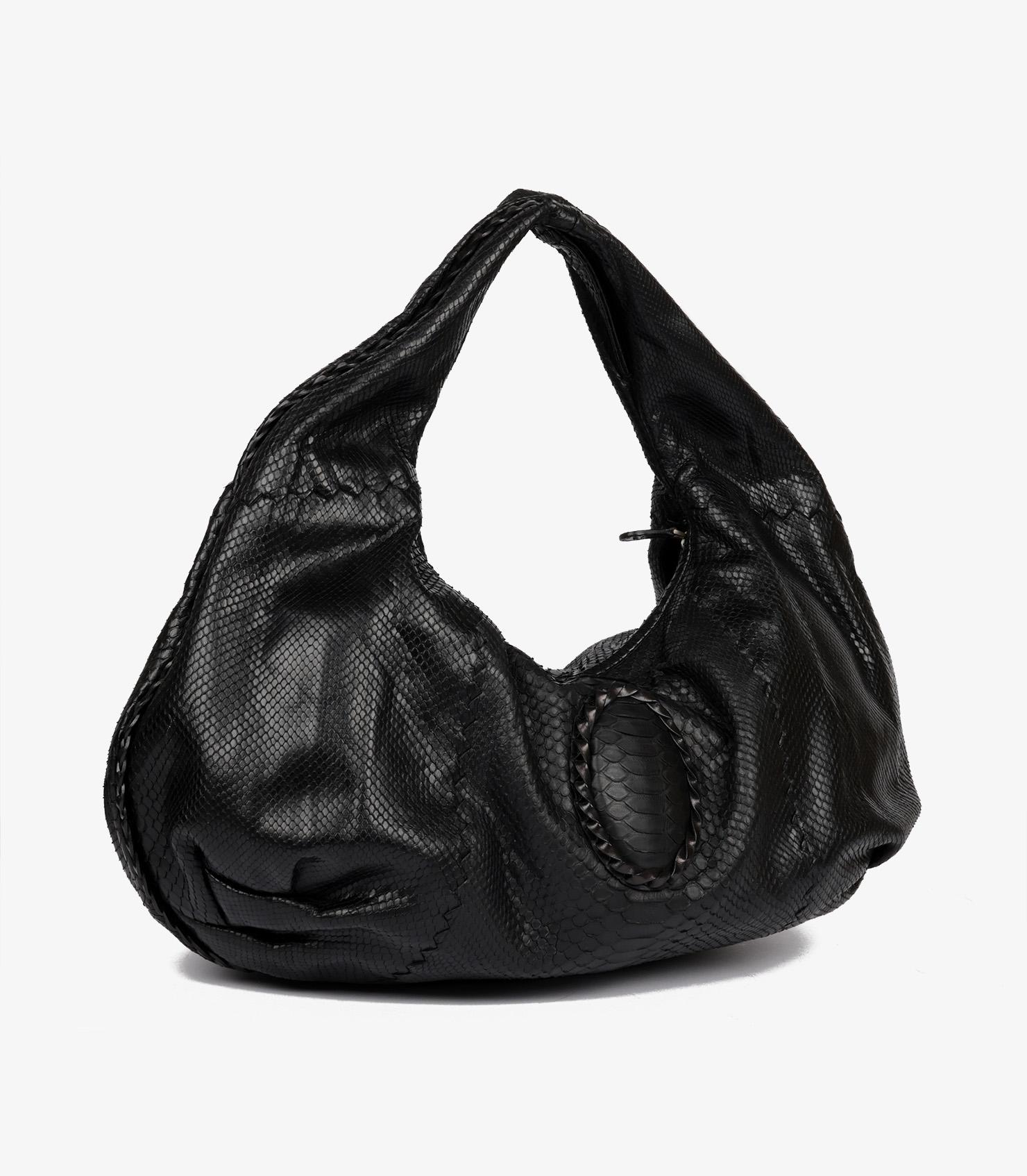 Bottega Veneta Black Python Belly Croquet Hobo Shoulder Bag in vendita 3