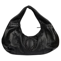 Bottega Veneta Black Python Belly Croquet Hobo Shoulder Bag
