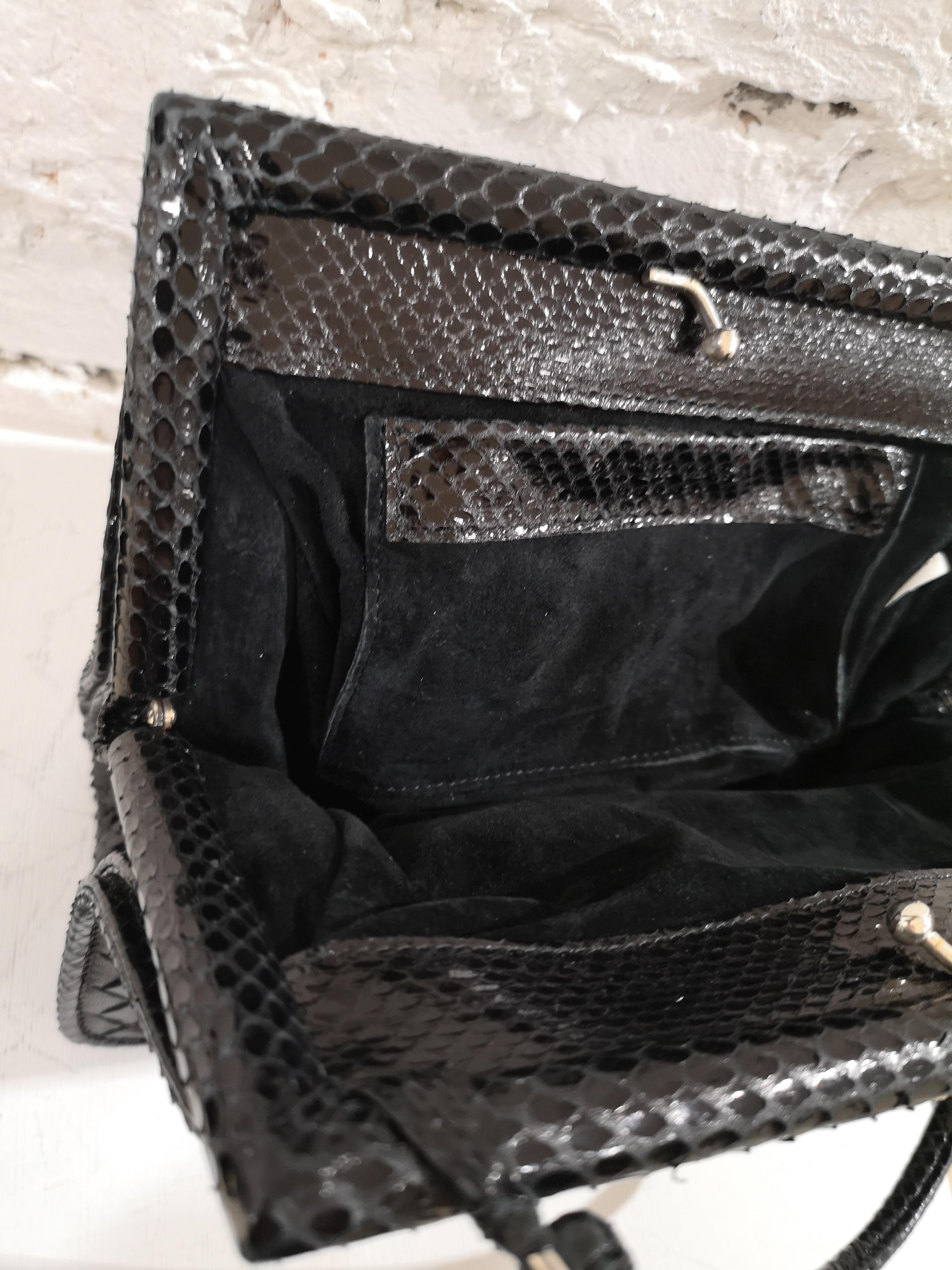 Bottega Veneta black python skin beads pochette / handbag 6