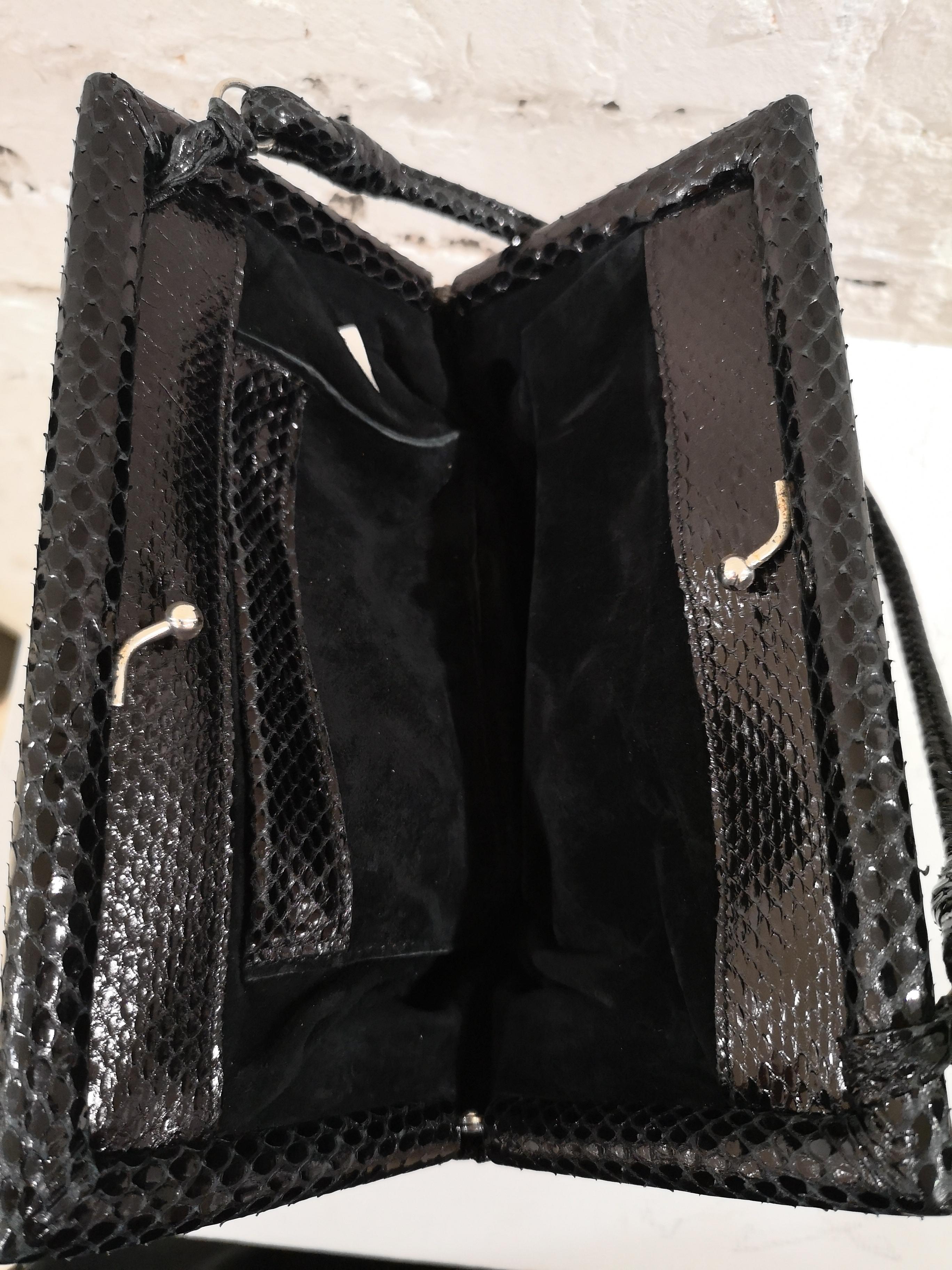 Bottega Veneta black python skin beads pochette / handbag 7