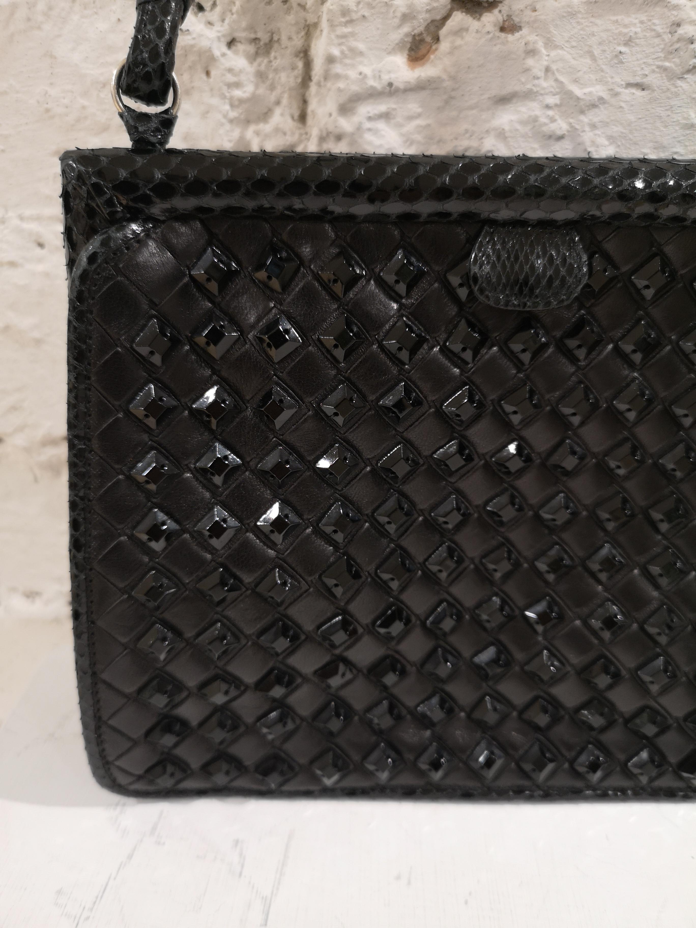Bottega Veneta black python skin beads pochette / handbag 1
