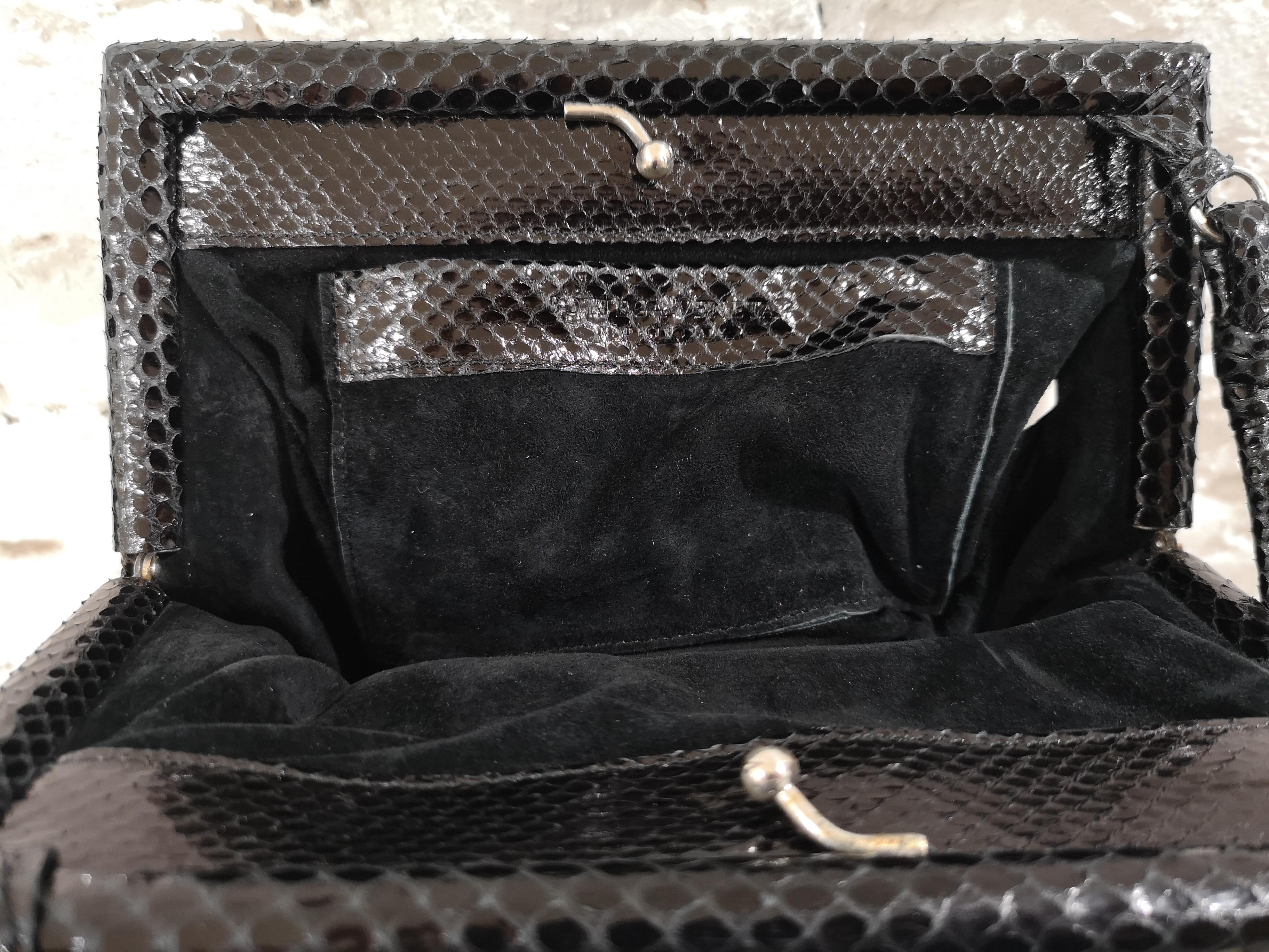 Bottega Veneta black python skin beads pochette / handbag 3