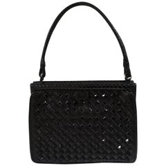 Retro Bottega Veneta black python skin beads pochette / handbag