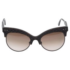 Bottega Veneta Black Quilted Cat-Eye Sunglasses