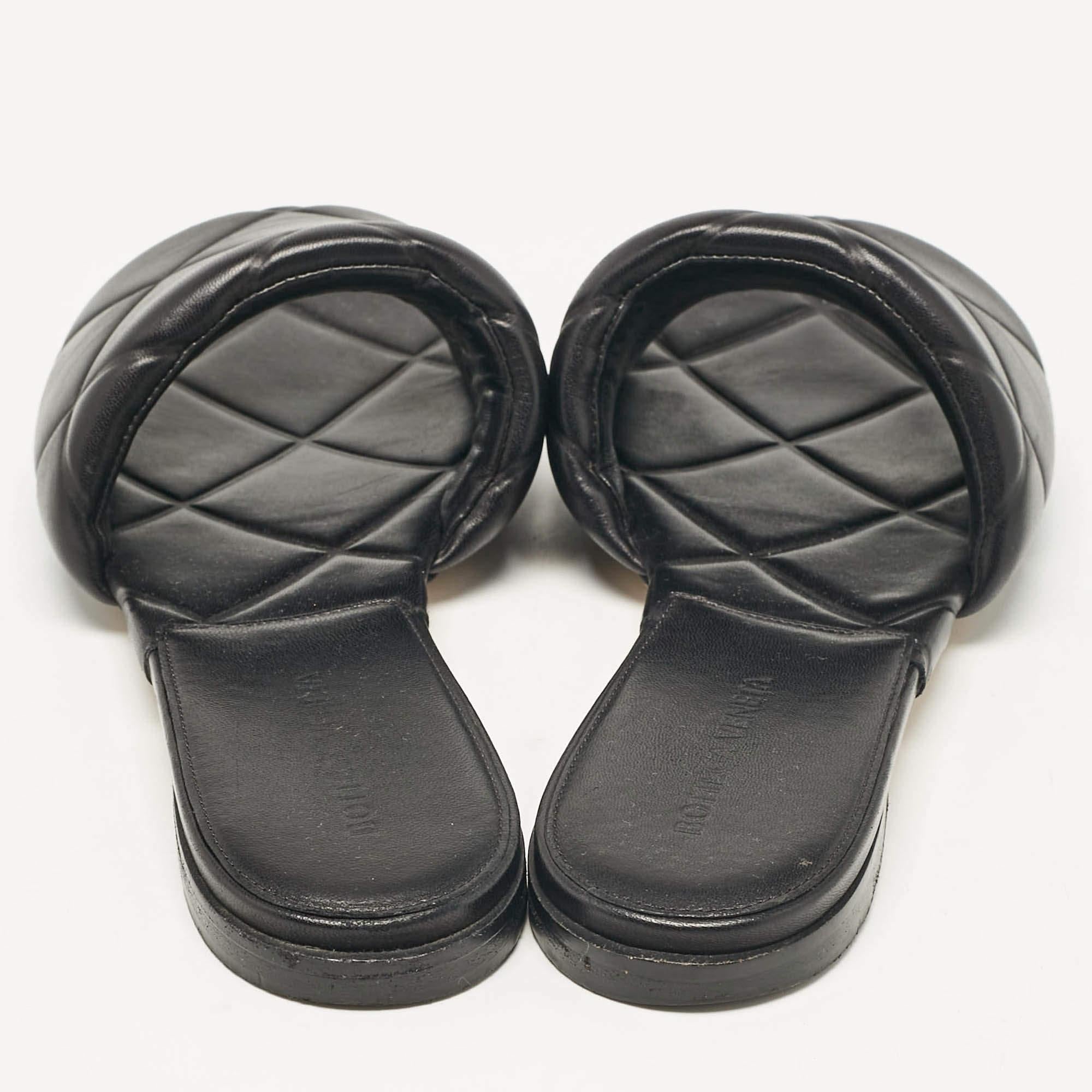 Bottega Veneta Black Quilted Leather Flat Slides Size 42 1