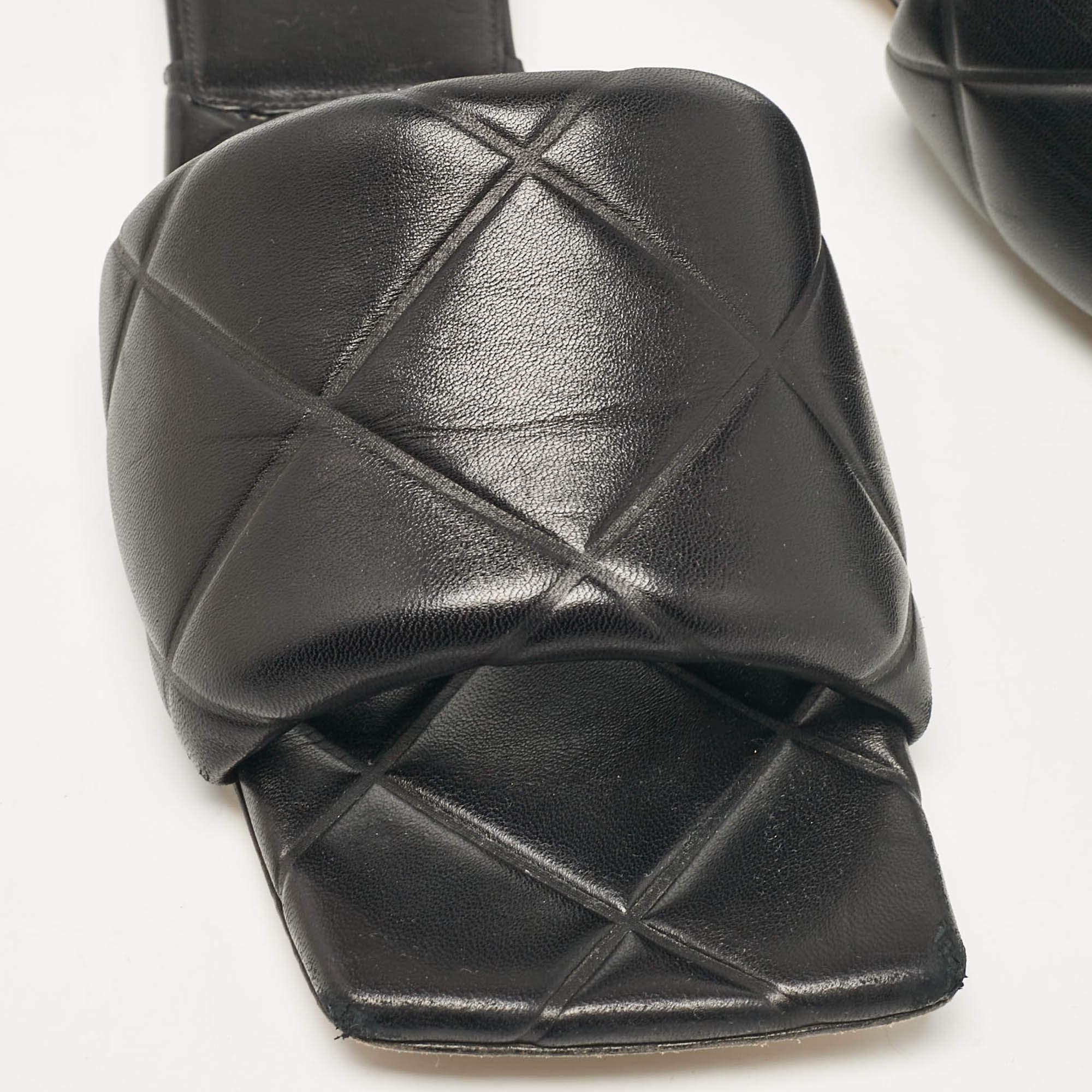 Bottega Veneta Black Quilted Leather Flat Slides Size 42 4