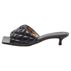 Bottega Veneta Black Quilted Leather Slides Size 37