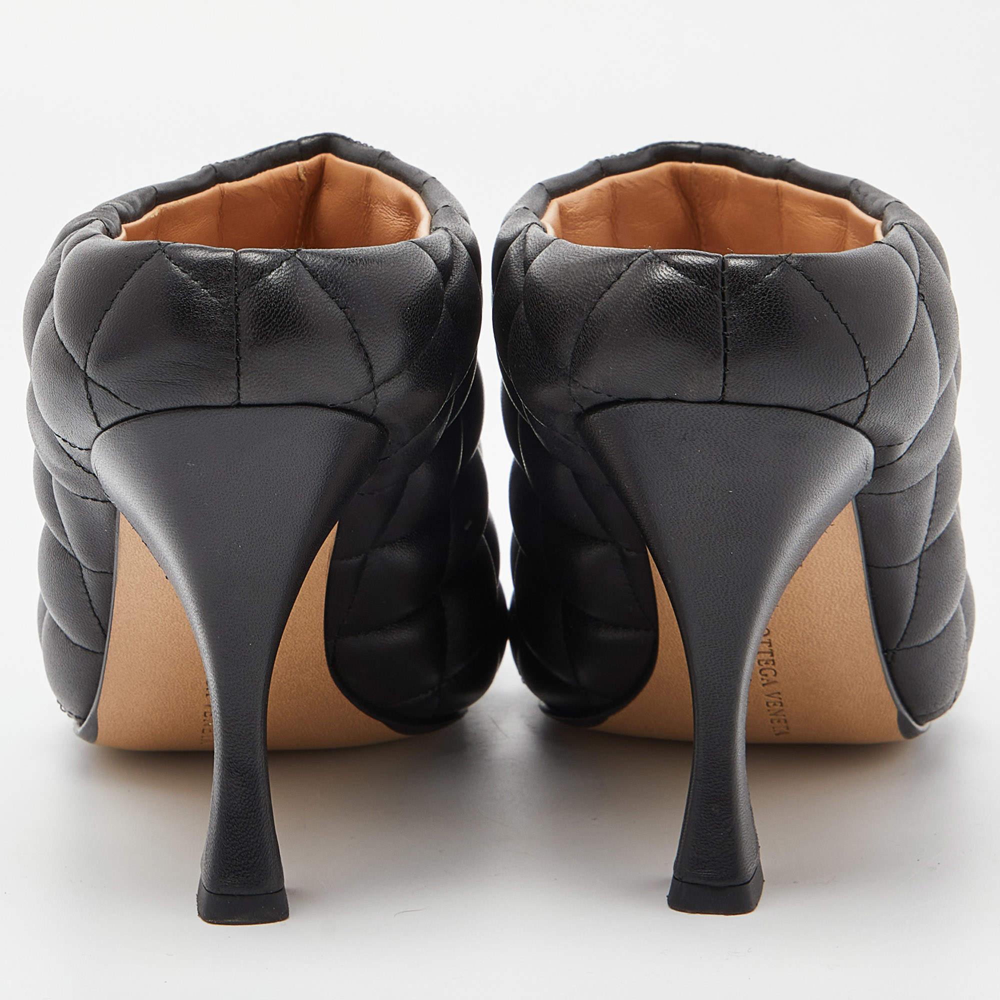 Bottega Veneta Black Quilted Padded Leather Mules Size 38 1