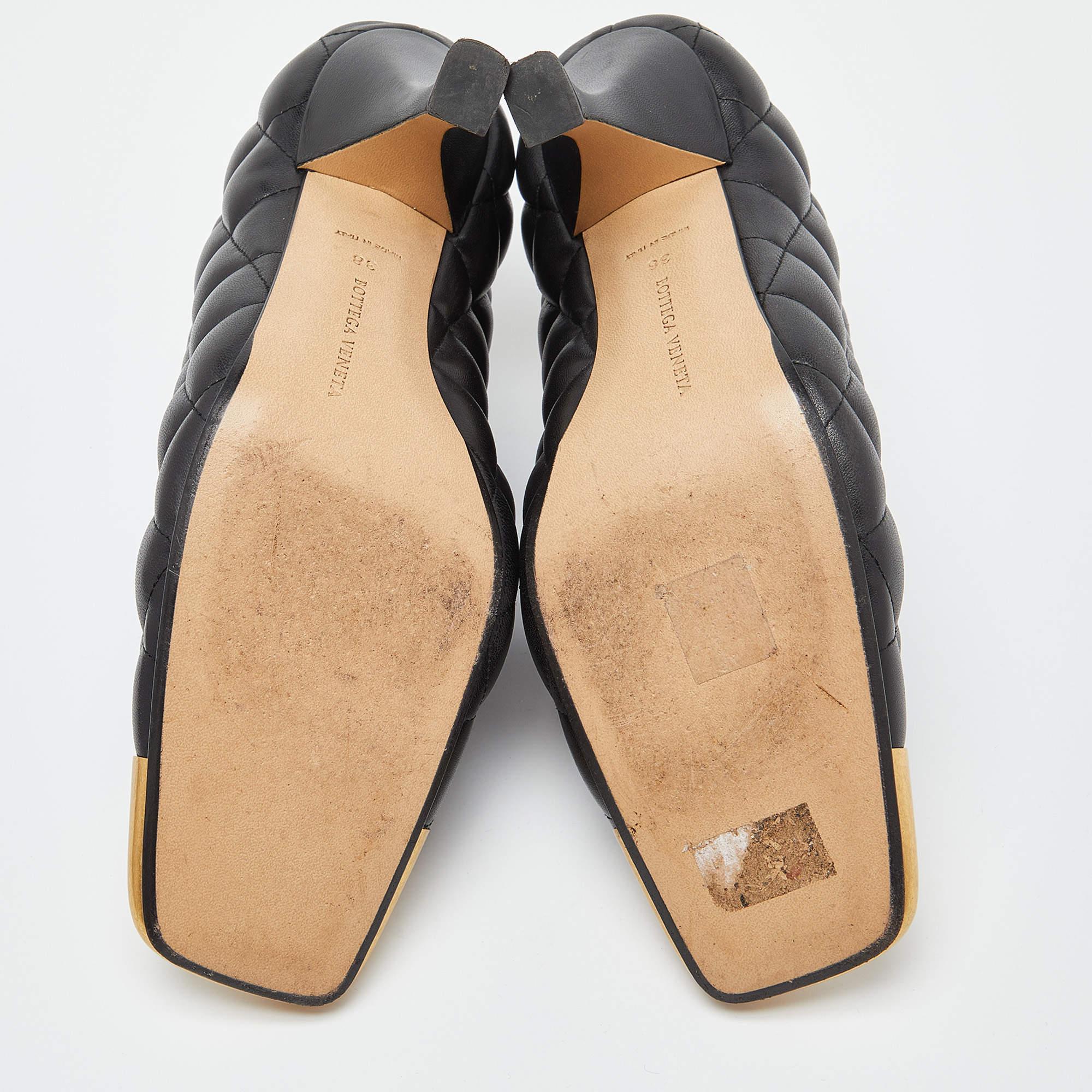 Bottega Veneta Black Quilted Padded Leather Mules Size 38 2