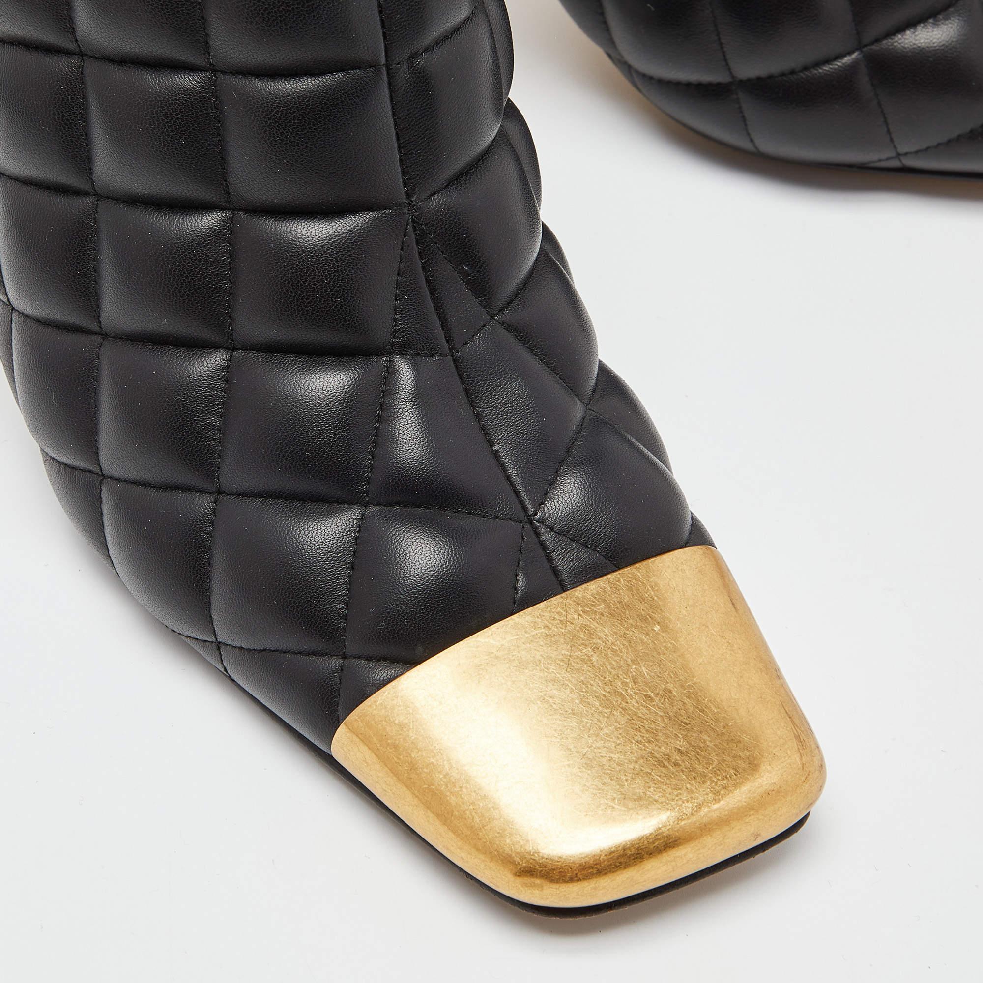Bottega Veneta Black Quilted Padded Leather Mules Size 38 4
