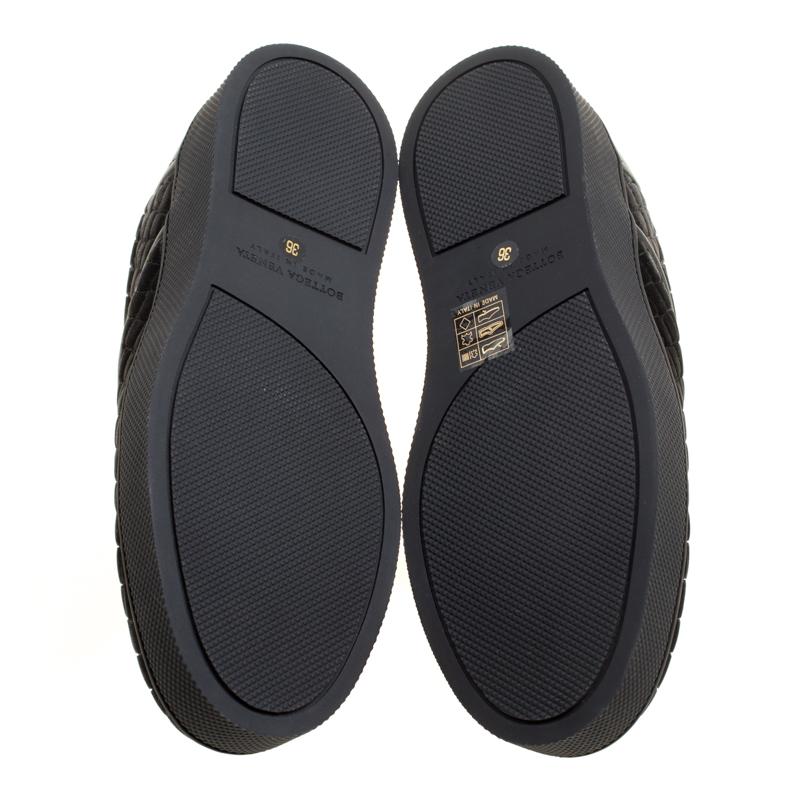 Bottega Veneta Black Quilted Velvet Dodger Intrecciato Slip On Sneakers Size 36 2