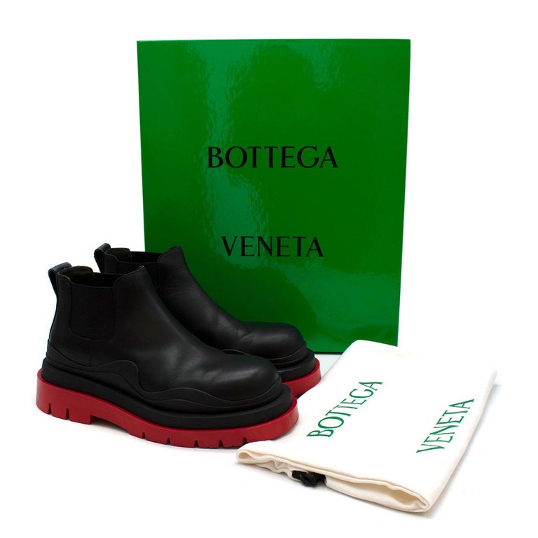 Bottega Veneta Leather Chelsea Red-Sole Tire Combat Boots Black Red 36 -  BougieHabit