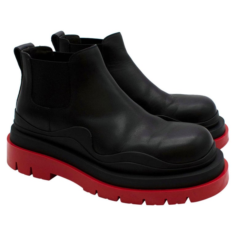 Bottega Black and Red Leather Tire Boots Us size 9 For Sale at