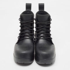 Bottega Veneta Black Rubber Lace Up Puddle Boots Size 41
