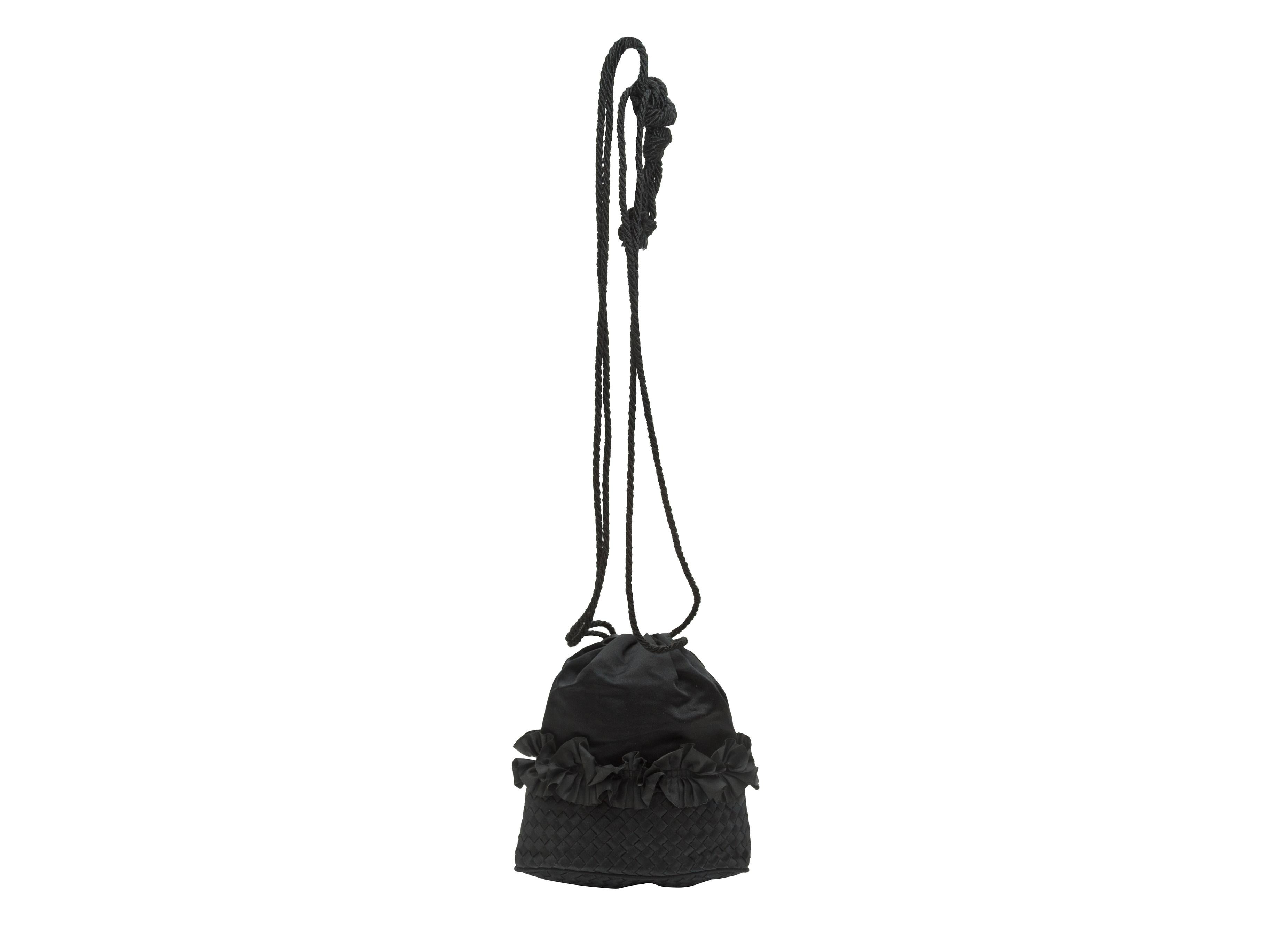 Bottega Veneta Black Satin Intrecciato Bucket Bag In Good Condition In New York, NY