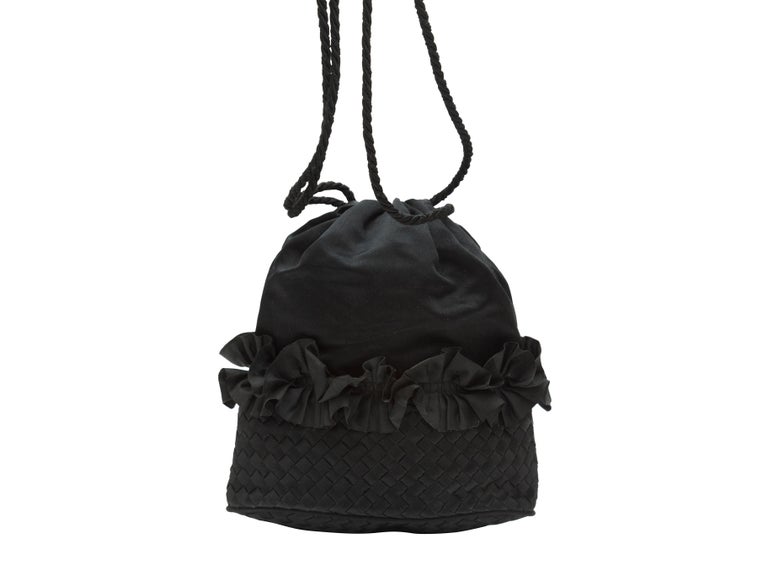 Bottega Veneta Black Satin Intrecciato Bucket Bag For Sale at 1stDibs