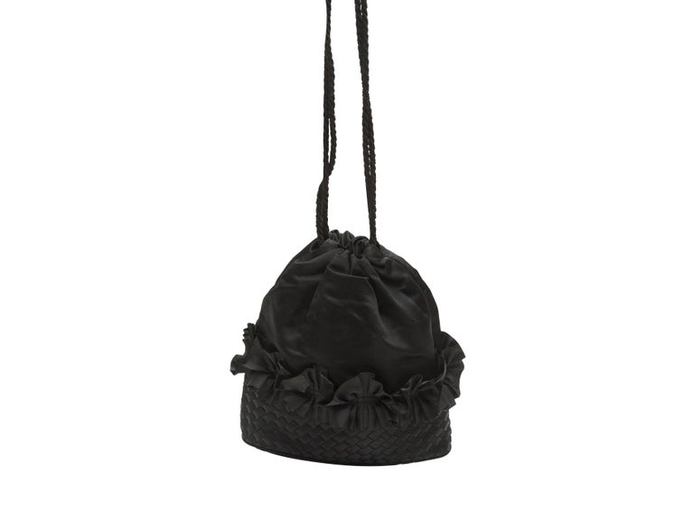 Bottega Veneta Black Satin Intrecciato Bucket Bag For Sale at 1stDibs
