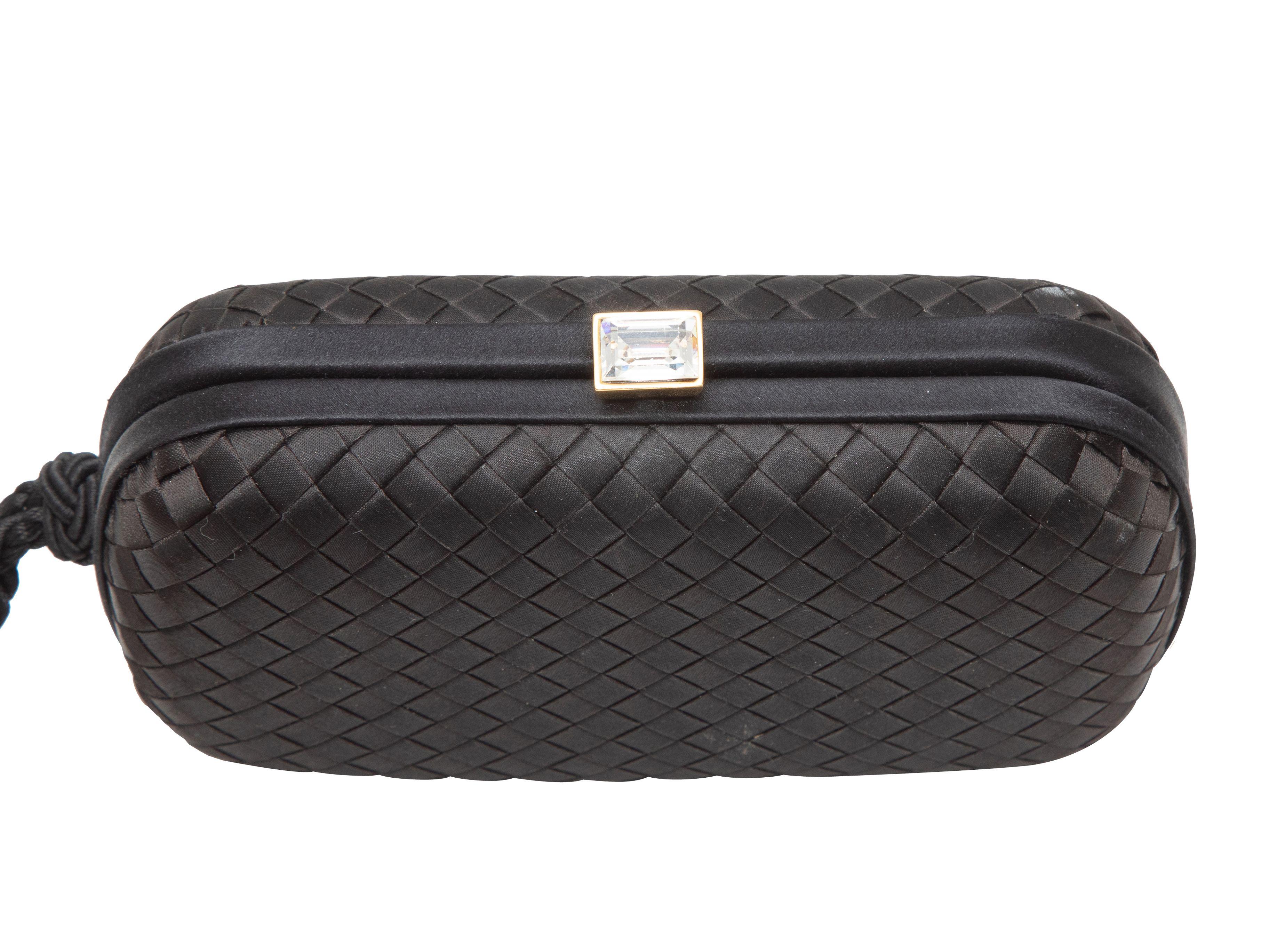Bottega Veneta Black Satin Intrecciato Hard Clutch 1