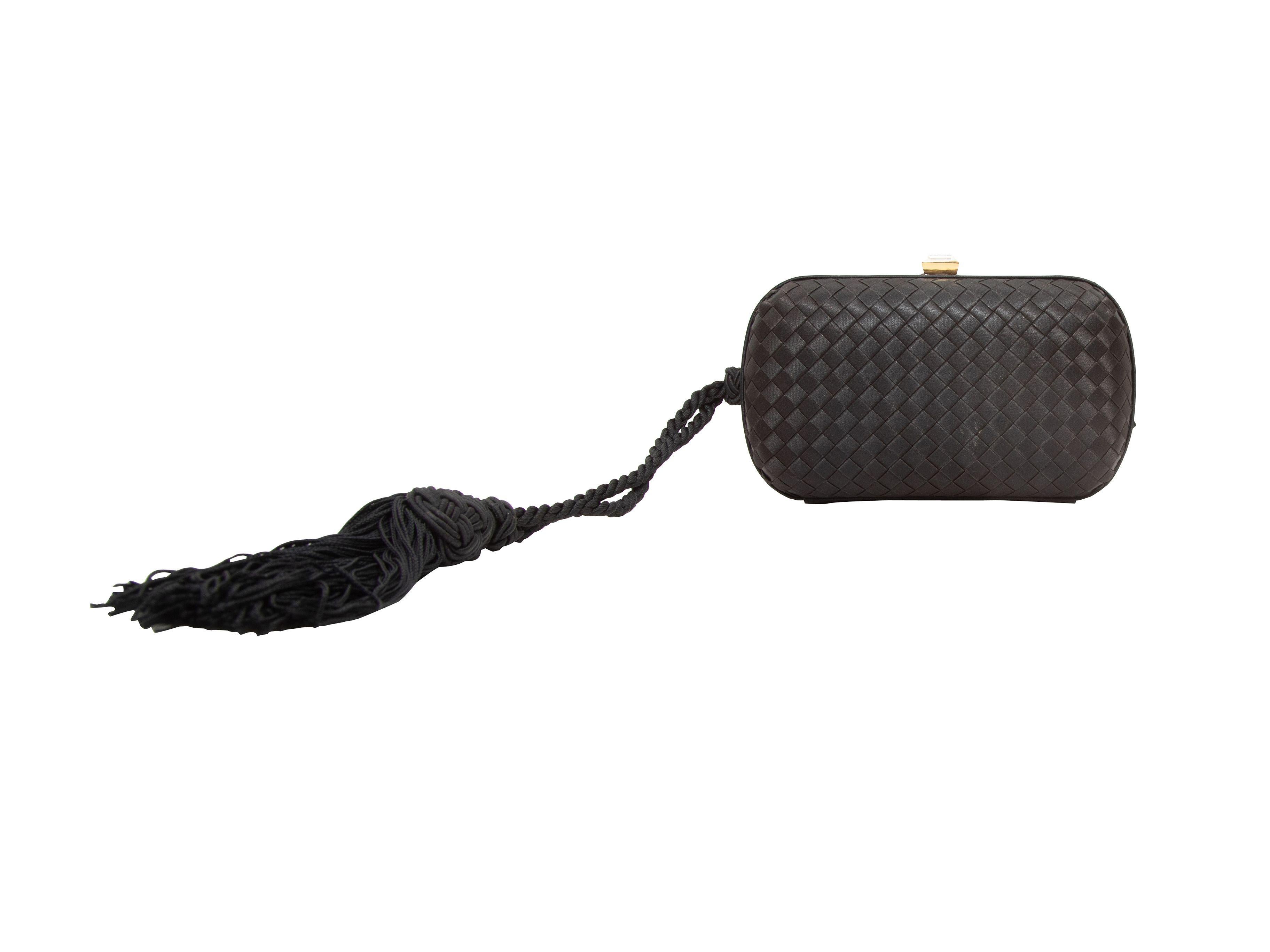 Bottega Veneta Black Satin Intrecciato Hard Clutch 2