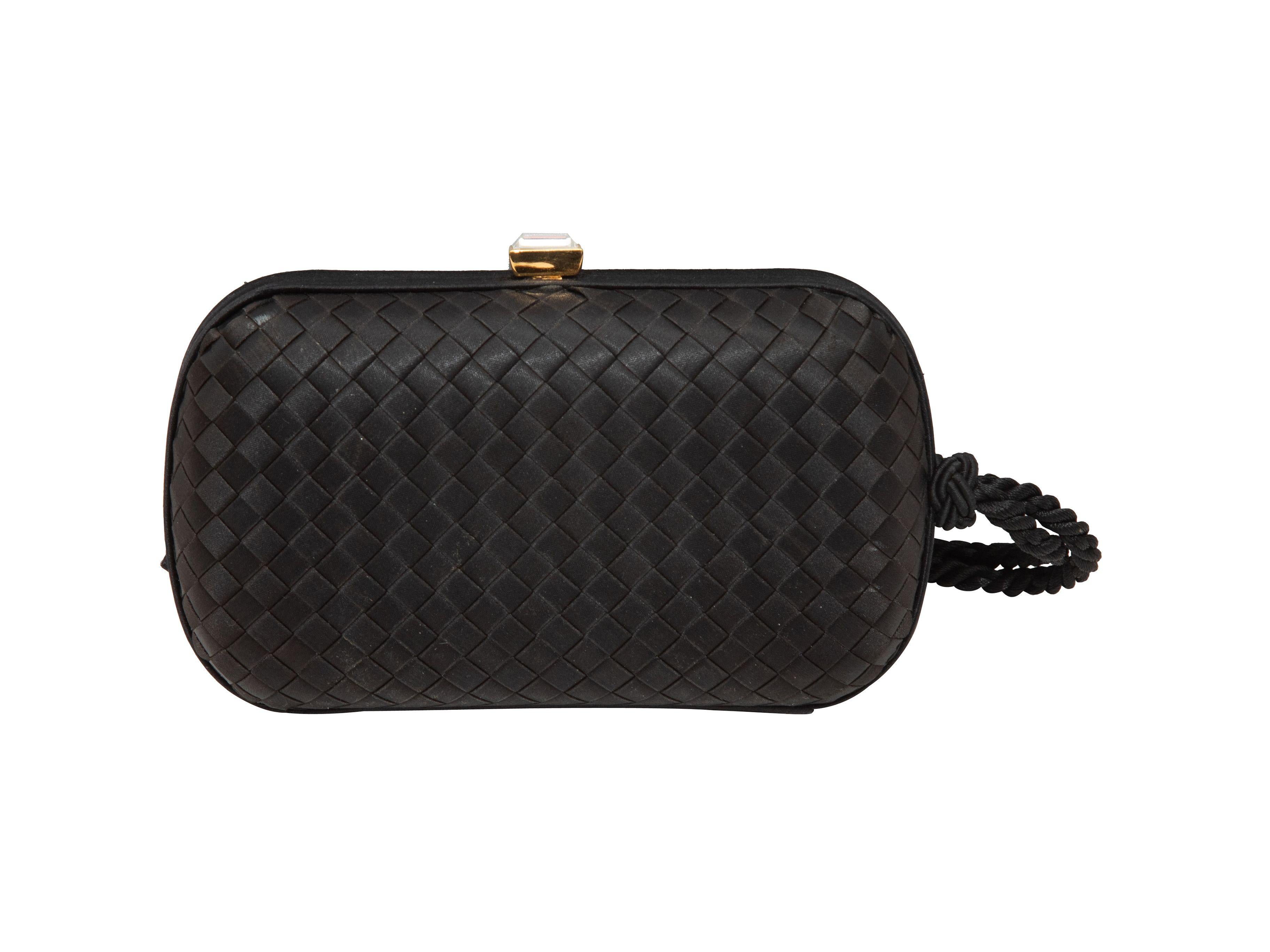 Bottega Veneta Black Satin Intrecciato Hard Clutch 4