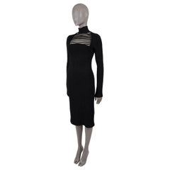 BOTTEGA VENETA black silk 2019 CHAIN TRIM TURTLENECK BOUCLE Dress 36 XS