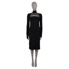 BOTTEGA VENETA black silk 2019 CHAIN TRIM TURTLENECK BOUCLE Dress 36 XS