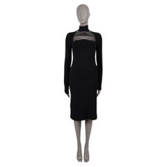 BOTTEGA VENETA seda negra 2019 ADORNO DE CADENA TURTLENECK BOUCLE Vestido 36 XS