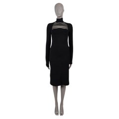 BOTTEGA VENETA Schwarzes Seidenkleid aus Seide 2019 CHAIN TRIM TURTLENECK BOUCLE 36 XS