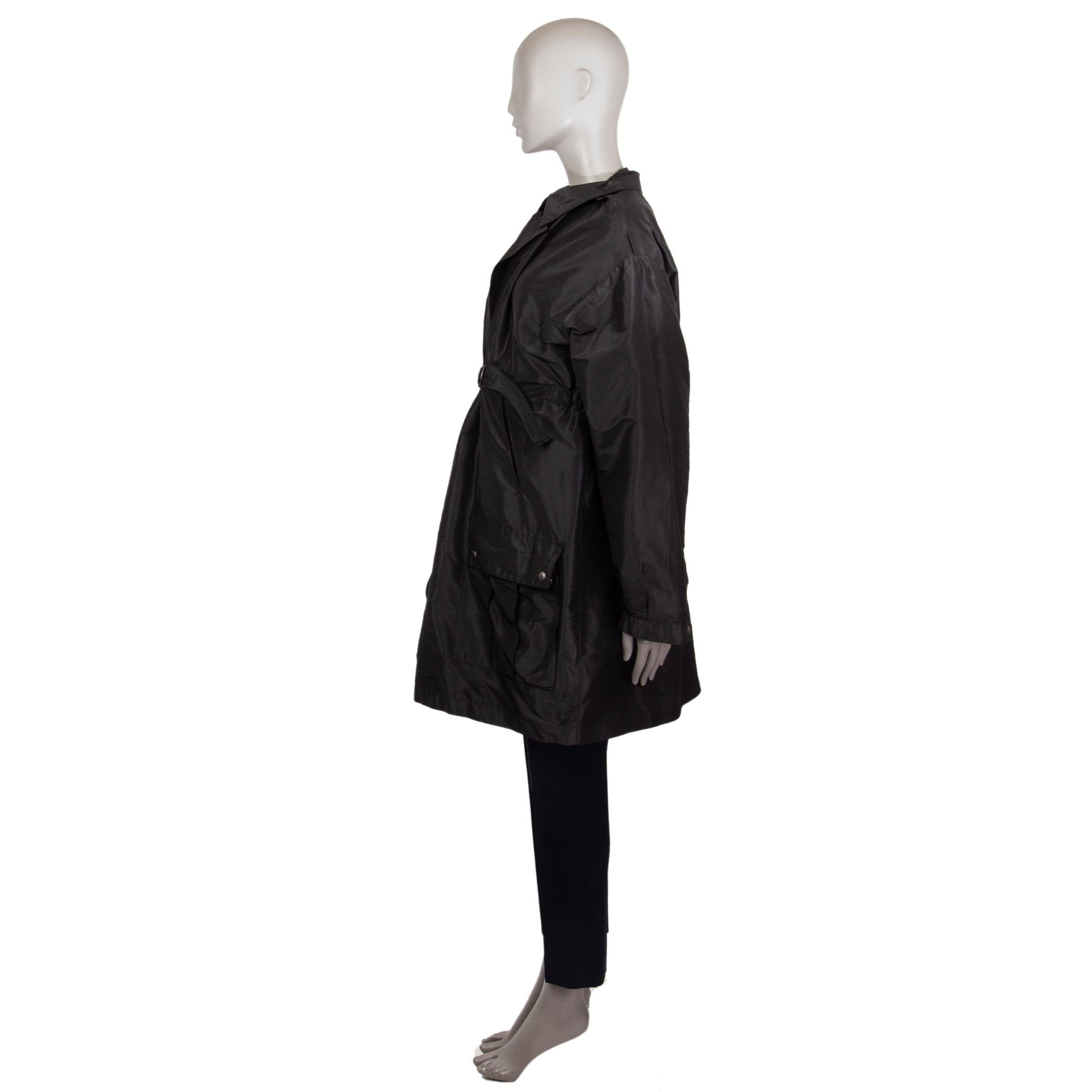 Black BOTTEGA VENETA black silk BUCKLE FRONT Coat Jacket 42 M For Sale