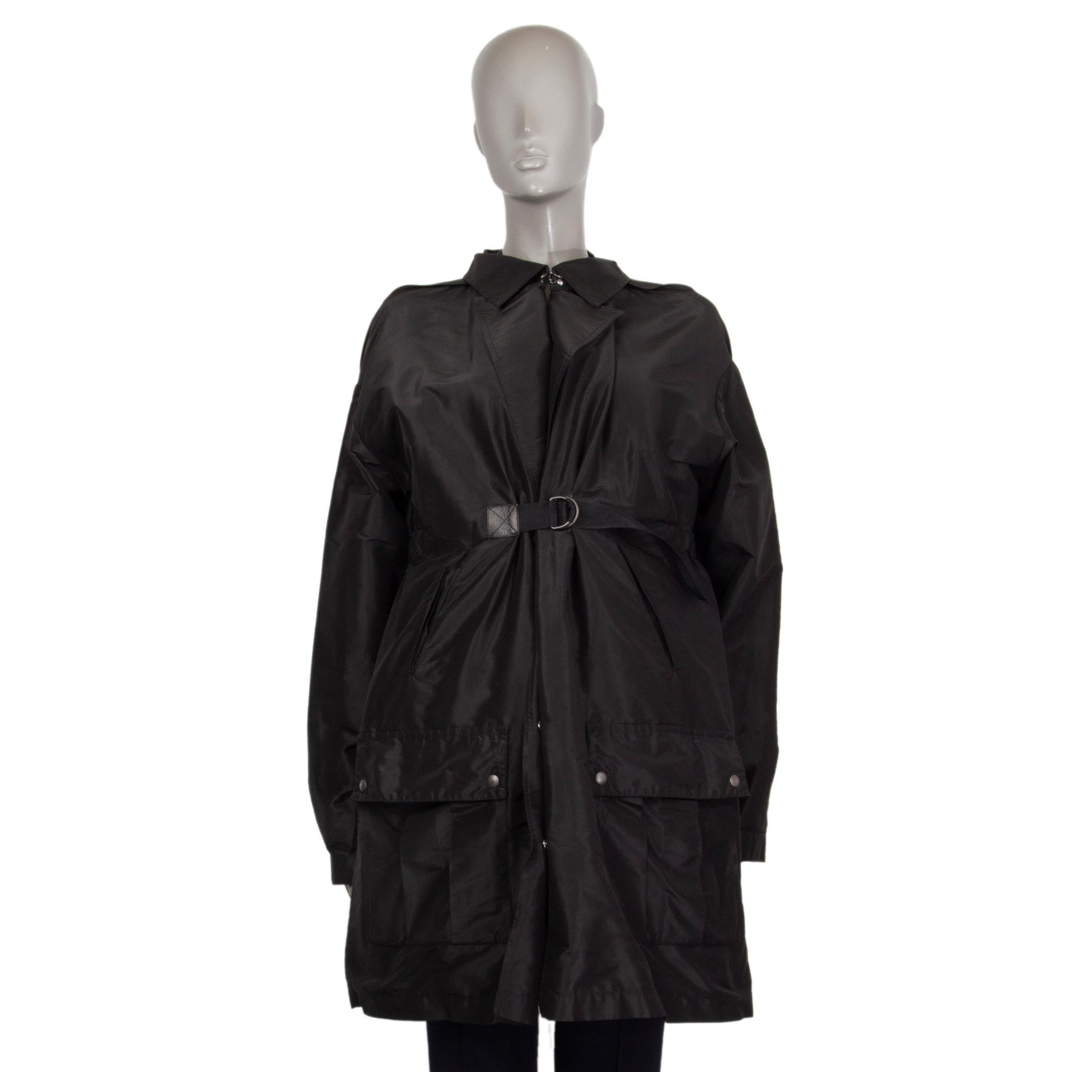 Women's BOTTEGA VENETA black silk BUCKLE FRONT Coat Jacket 42 M For Sale
