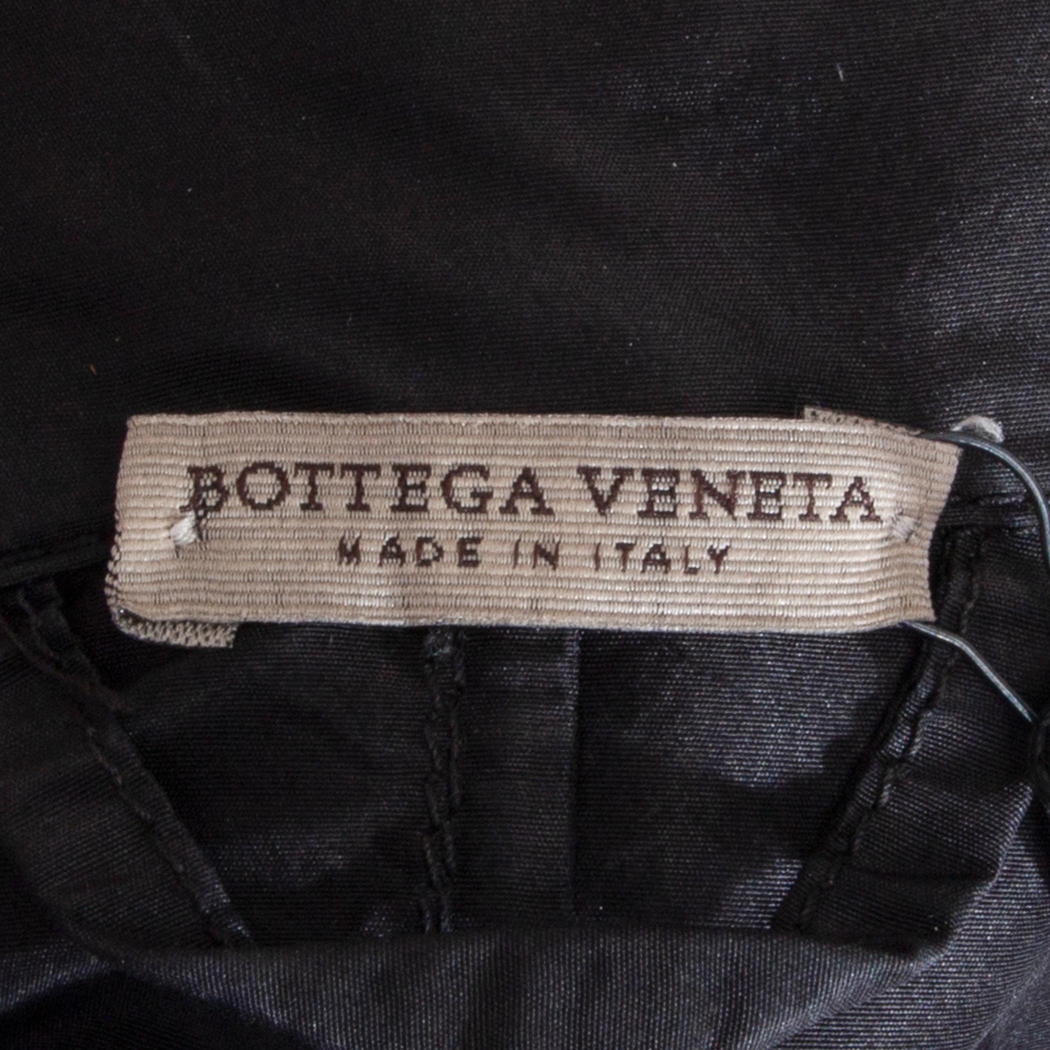 BOTTEGA VENETA black silk BUCKLE FRONT Coat Jacket 42 M For Sale 1