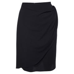 Bottega Veneta Black Silk Wrap Detail Knee Length Skirt M