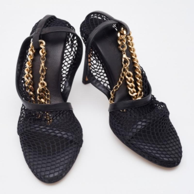 Noir Bottega Veneta - Escarpins en cuir et maille extensible - Taille 37 en vente
