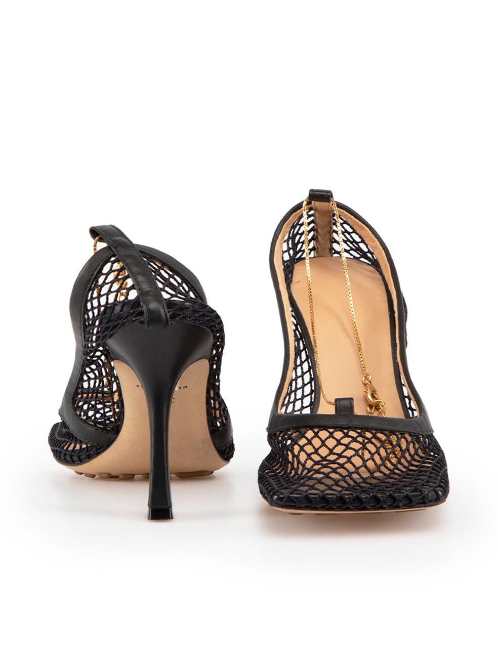 Bottega Veneta Black Stretch Mesh Sandals Size IT 36.5 In Good Condition For Sale In London, GB