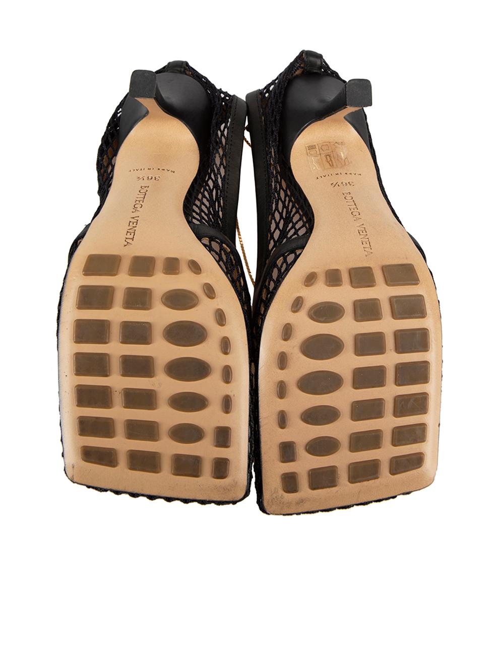Women's Bottega Veneta Black Stretch Mesh Sandals Size IT 36.5 For Sale