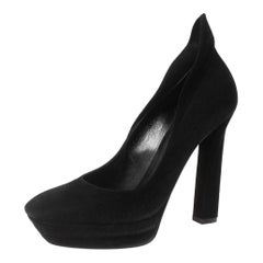 Bottega Veneta Black Suede Collar Detail Platform Pumps Size 39.5