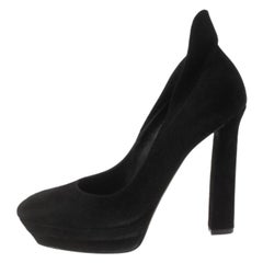 Bottega Veneta Black Suede Collar Detail Platform Pumps Size 39.5