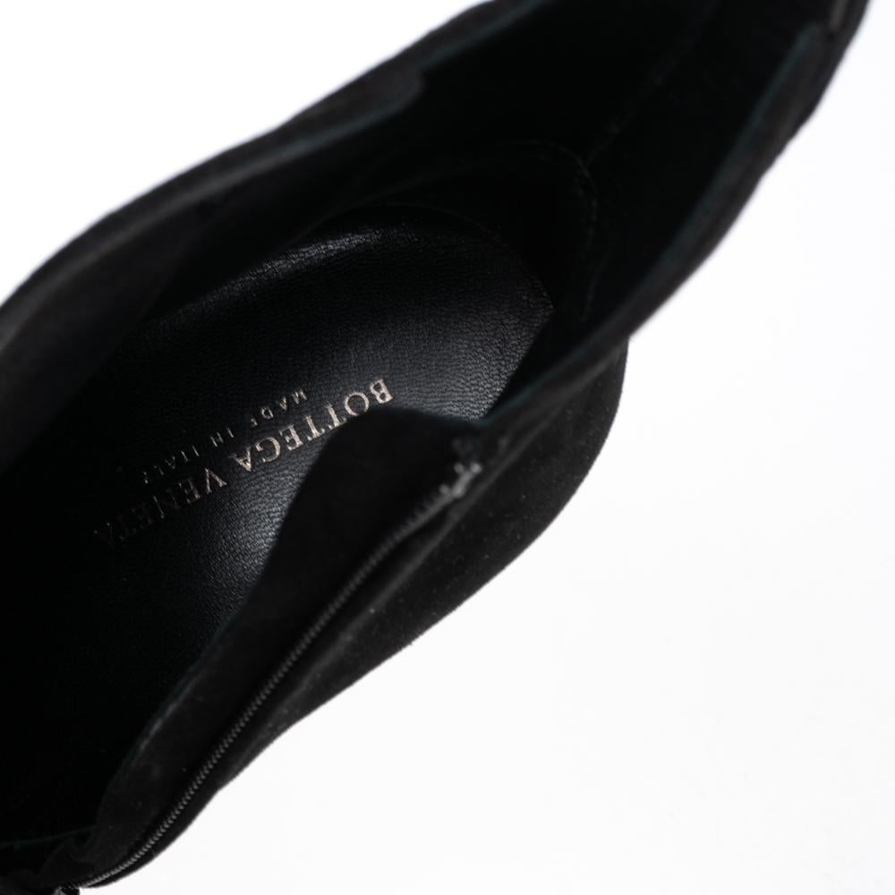 Bottega Veneta Black Suede Flame Ankle Booties Size 36 2
