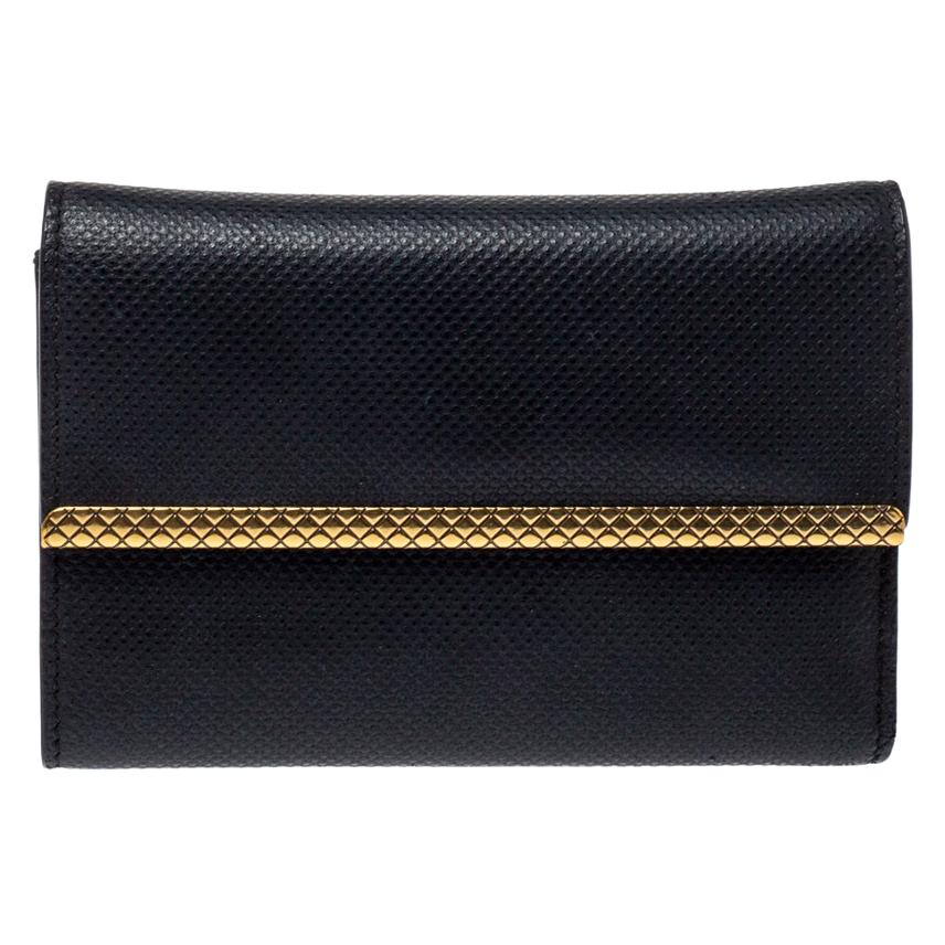 Bottega Veneta Black Intrecciato Leather Zip Around Wallet For Sale at ...