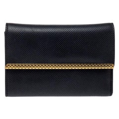 Bottega Veneta Black Textured Leather Trifold Wallet